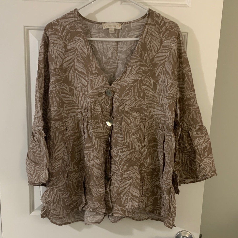 Leaf Patterned Brown Women's Top